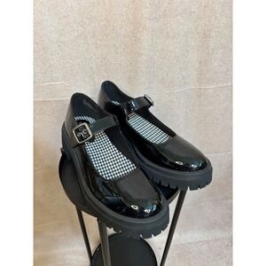 Seychelles Jane Black Patent Lug Sole Mary Jane Shoes N51564 Houndstooth Mens 8